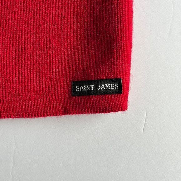 Saint James 100% Pure New Wool Red Cardigan Jacket Gold Buttons Size US 16 - Picture 4 of 13